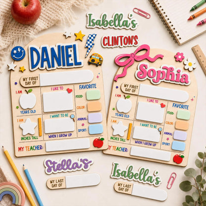 Custom Name First Day Of School Reusable Wooden Sign, Back To School Sign UKTD6080704
