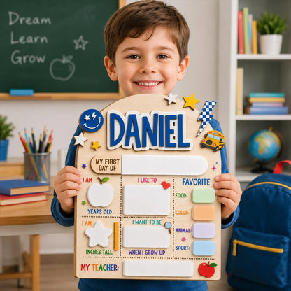 Custom Name First Day Of School Reusable Wooden Sign, Back To School Sign UKTD6080704