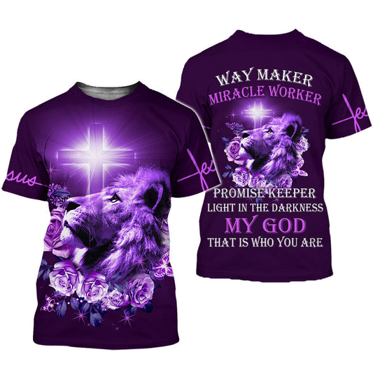 Purple Rose Way Maker Miracle Worker Jesus 3D All Over Printed Clothes QFDT130501