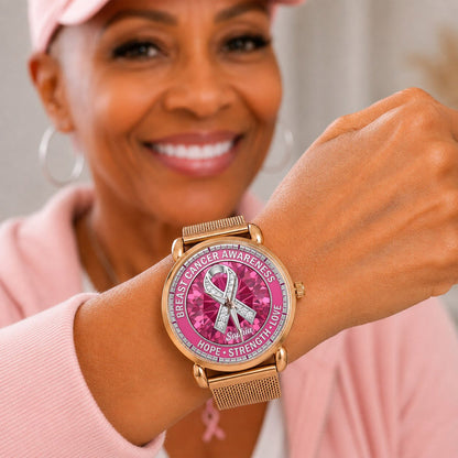 Personalized Breast Cancer Awareness Mesh Strap Quartz Watch UKNT6060401