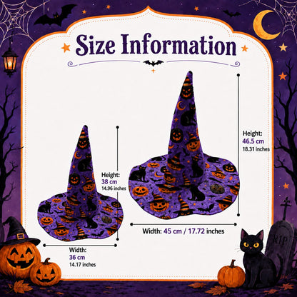 Ghost And Pumpkin Halloween Quilted Witch Hat UKND6070815