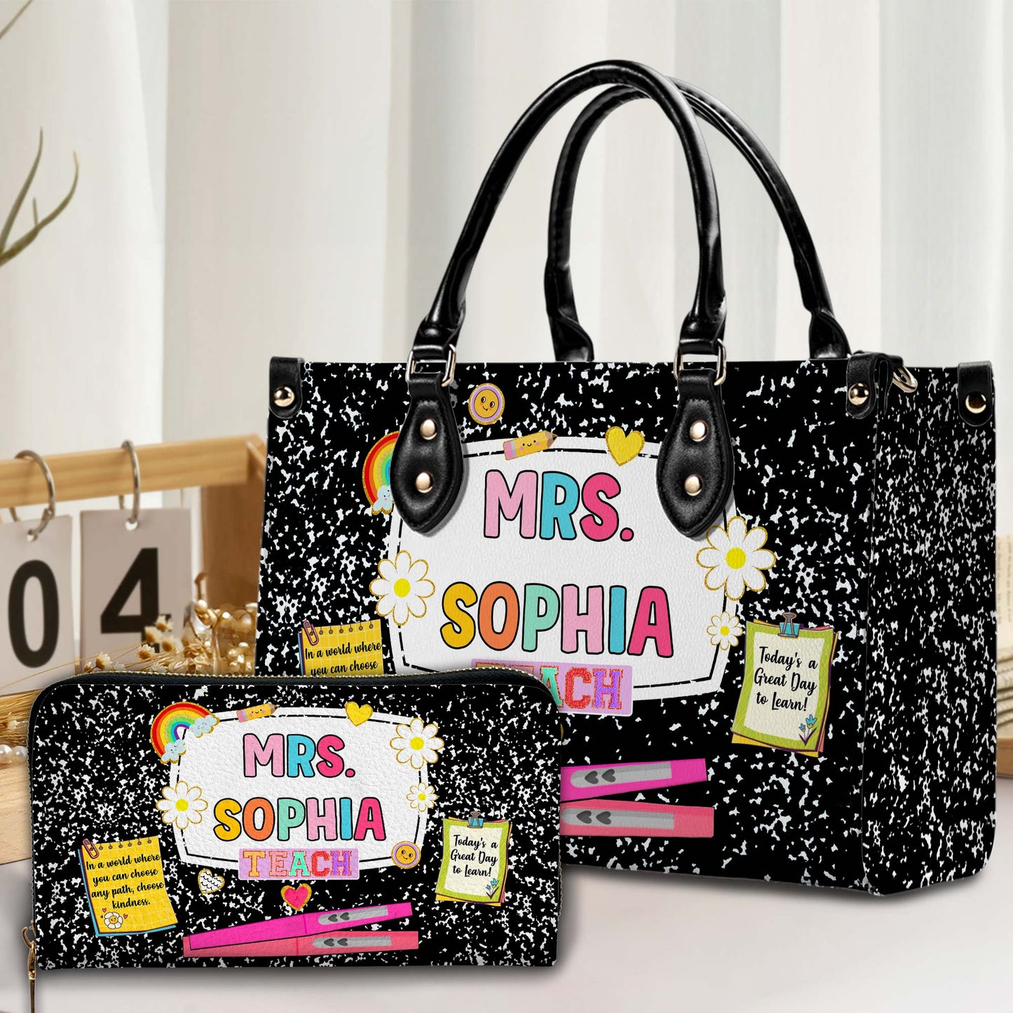 Personalized Teacher PU Leather Handbag, Back To School Gift, First Day Of School, End Of Year Christmas, Teacher Appreciation Bags Gift QFHM4180901