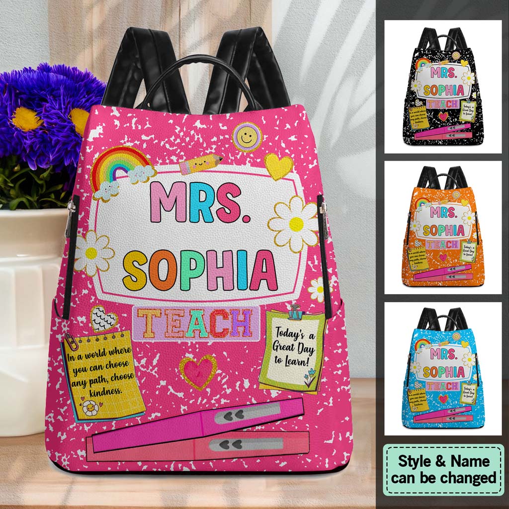 Personalized Teacher Leather Backpack QFHM4180702