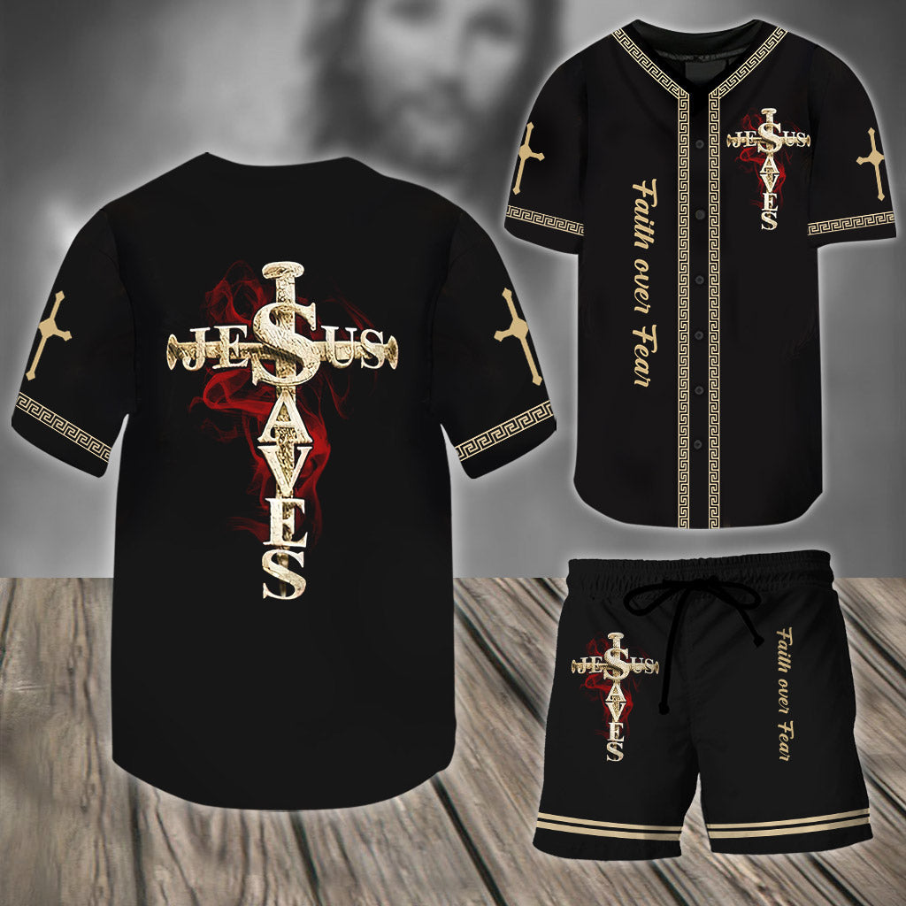 Jesus Saved My Life, Faith Over Fear, Jesus Baseball Jersey UKHA230302