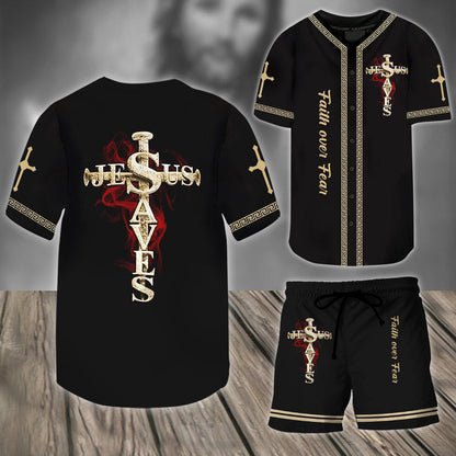 Jesus Saved My Life, Faith Over Fear, Jesus Baseball Jersey UKHA230302